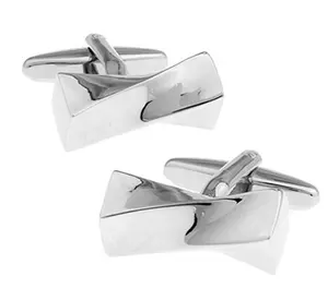 Silver Twisted rectangle cufflink