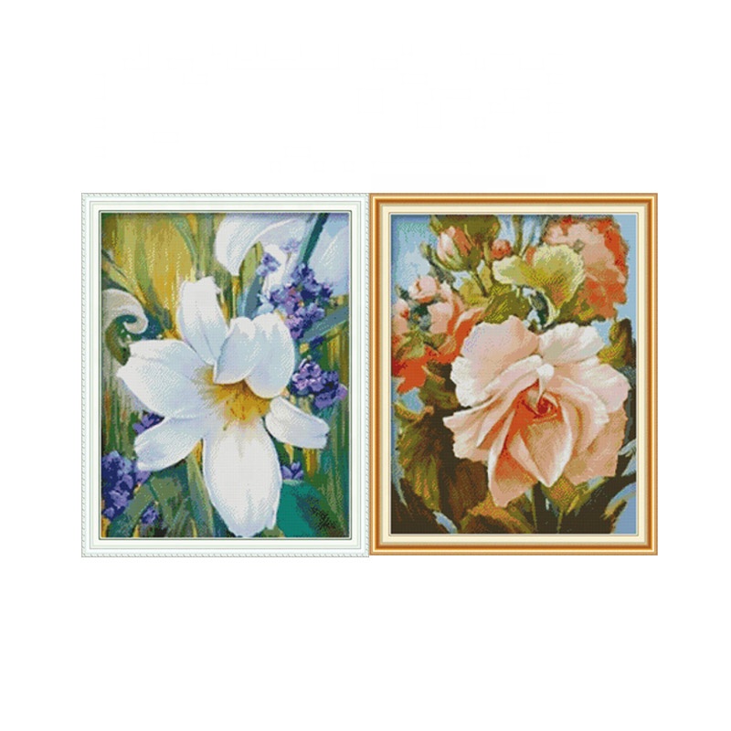 Набор для вышивки крестиком NKF Lily 3 и Malus crabapple, цветочный узор, хлопчатобумажная ткань dmc