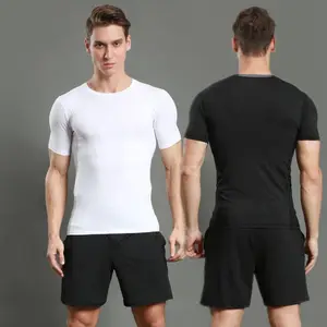 Camisa masculina para academia, camisa de fitness de secagem rápida para homens, alta elasticidade, respirável, roupa esportiva/camiseta/roupas