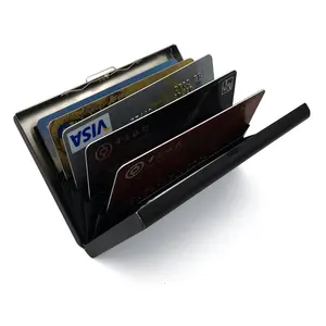 Zwart Rvs RFID Blocking Credit Card Wallet voor Mannen & Vrouwen kleine hoeveelheid groothandel