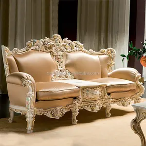 OE-FASHION European silk fabric sofa French living room solid carved sofa hand painted furniture