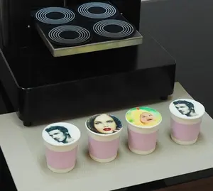Mesin Cetak Printer Kopi 4 Cangkir, untuk Kopi DIY, Kue, Susu Teh, Pizza, Cokelat, Koktail