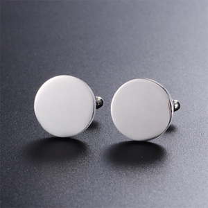 En gros Accessoires pour hommes : Ensemble de boutons de manchette ronds vierges en acier inoxydable personnalisables pour chemise de smoking, pour mariage - Product Image 1