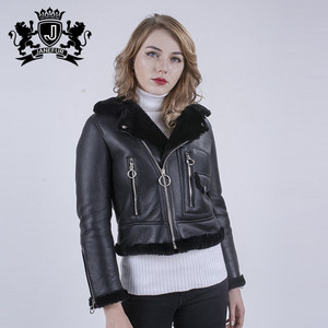 Venta caliente nuevos diseños de las mujeres de piel de <span class=keywords><strong>oveja</strong></span> negro rizo de piel chaquetas abrigos - Product Image 5