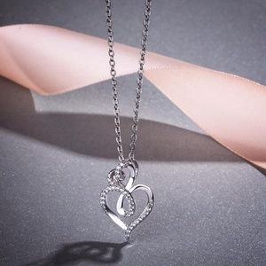Encantador collar de diamantes joyas de plata de ley 925 colgante de corazón de plata - Product Image 2