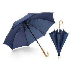 Parapluie droit vintage de style japonais ancien avec manche en bambou en forme de J - Product Image 1