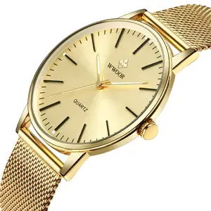 WWOOR 8832 мужские роскошные золотые кварцевые часы из нержавеющей стали Zegarki Meskie