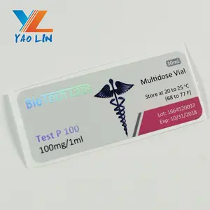 Personalizado 10Ml Holograma Esteroide Vial Etiqueta Impresora Marcador Diseño Propio Personalizado 10Ml Vial Etiquetas Y Cajas Para Viales