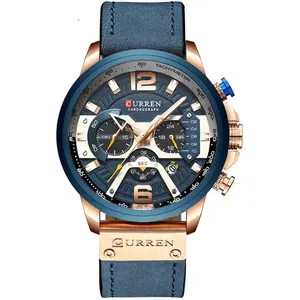 Curren 8329 Men Watches Top Brand Luxury Chronograph Leather Luxury Waterproof Sport Watch Men Clock Man Wristwatch