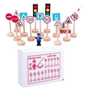 15 Pcs niños educativos de madera Montessori bloques de seguridad cognitiva carretera señales de tráfico de juguete - Product Image 5