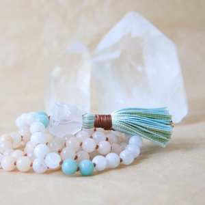ST0558 Kalung 108 Manik-manik Mala Bersimpul Kalung Mala Kuarsa Mentah untuk Wanita Kalung Rumbai Batu Alami Perhiasan <span class=keywords><strong>Spiritual</strong></span> - Product Image 4