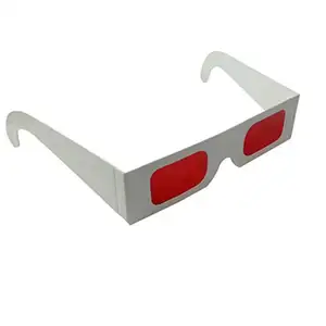 비밀 레드 디코더 안경 종이 3D 안경-적색 필터 렌즈 종이 흰색 프레임