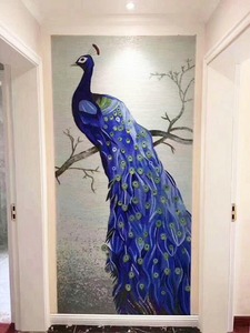 Thiết Kế Tranh Thủy Tinh Mô Hình Con Công Nghệ Thuật Tranh Tường Gạch Khảm - Product Image 3