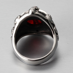 2019 nuovo Commercio All'ingrosso D'argento Croce Gotica Punk Vampire Rosso Anello di Pietra - Product Image 6
