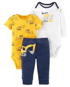 Prezzo di fabbrica 100% cotone 3 pcs Neonato colorata estate Tute pantaloni vestiti del bambino del pagliaccetto - Product Image 1