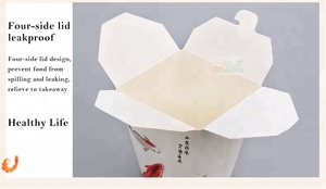 Koi motif 12 oz personnalisable à emporter rond blanc de récipient de nourriture de papier de style chinois nouilles - Product Image 5