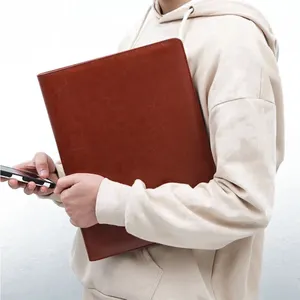 Роскошный блокнот-планировщик из искусственной кожи, школьная Многофункциональная офисная черная деловая папка А4 с калькулятором и блокнотом