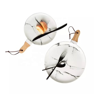 <span class=keywords><strong>Restaurante</strong></span> de redonda de mármol de <span class=keywords><strong>la</strong></span> cena de cerámica placas con mango de madera - Product Image 5
