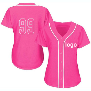 Custom Logo sexy plain design women baseball jersey pink - Product Image 1
