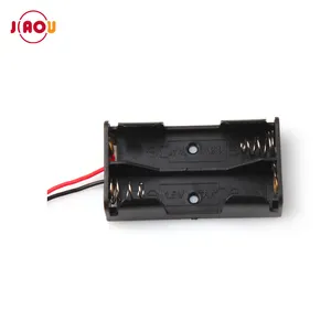 Suojiaou — support de batterie 2xAA 3V, boîte de rangement en plastique noir, avec câbles