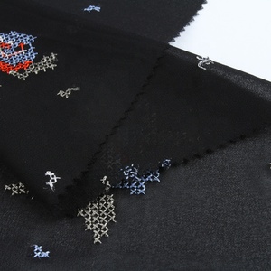 HA-13648C <span class=keywords><strong>Paris</strong></span> Chiffon Tissu Stocklot Tissé Allover Brodé Noir Mode 100 Yards Chiffon Ggt avec Multi Broderie - Product Image 3