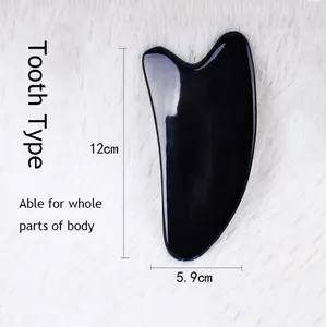 2019 Set Alat Pijat Kerokan GuaSha Tanduk Kerbau Hitam Alami Terbaru 3 untuk Terapi Akupunktur SPA Pemicu Po - Product Image 1
