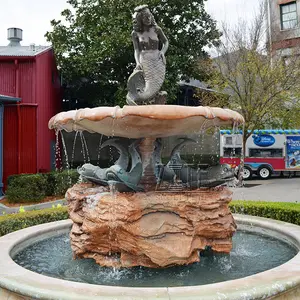 Western Style lebensgroße Meerjungfrau Bronze Brunnen