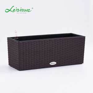 Leizisure balcón colgando grande mimbre resina <span class=keywords><strong>maceta</strong></span> de plástico de montaje <span class=keywords><strong>en</strong></span> pared de mimbre Rectangular de cajas - Product Image 6