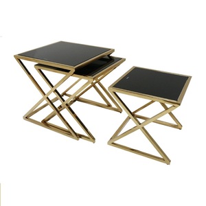 Stile moderno 3 pezzi Telaio In Acciaio Inox piano in vetro temperato tavolo D'<span class=keywords><strong>angolo</strong></span> tavolino Letto tavolino - Product Image 2