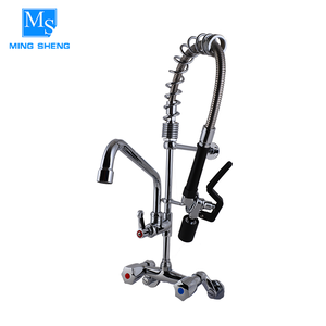 Utensilios de cocina dual agujeros comercial tirar pre aclarado latón pesado deber grifo para restaurante - Product Image 1