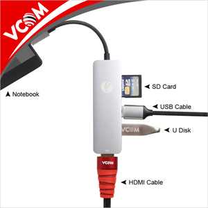 Meilleur En Gros OEM USB Type C d'accueil USB 3.<span class=keywords><strong>1</strong></span> C Mâle à HDMI + USB3.<span class=keywords><strong>0</strong></span> HUB * <span class=keywords><strong>2</strong></span> + TF + SD Mémoire carte D'accueil Adaptateur - Product Image 6