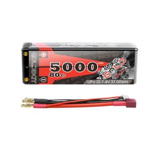 Nhà Sản Xuất <span class=keywords><strong>RC</strong></span> Lipo Pin 2S <span class=keywords><strong>7.4V</strong></span> 5000MAh 80C Xe Đồ Chơi Pin Gói Với Trường Hợp Khó Khăn Tốc Độ Xả Cao - Product Image 1