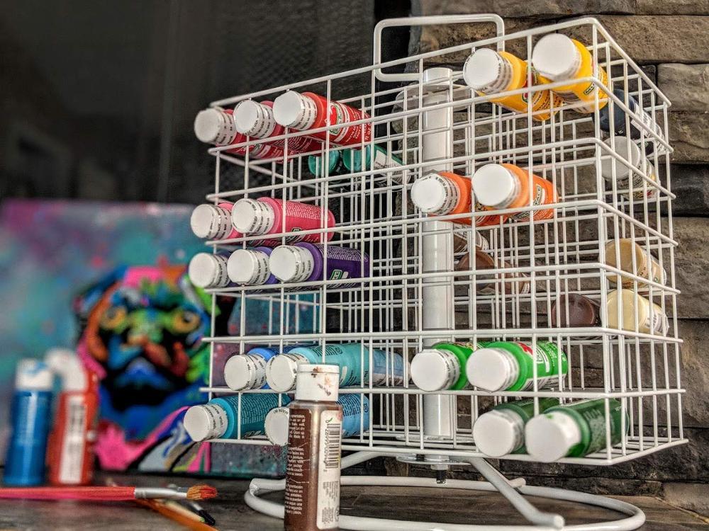 Organisateur De Peinture Rotatif 72 Places - Support Pour Flacons De 2 Oz - Gain De Place Atelier