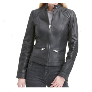Chaqueta de cuero para mujer, abrigo de moda de otoño e invierno de cuero de oveja, ropa de fábrica, ropa de mujer, poliéster personalizado - Product Image 1