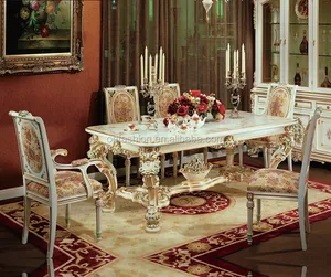 Fabuloso Italia diseño barroco marquetería muebles de comedor real madera comedor para 6 personas