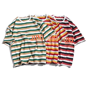 Хлопковая мужская футболка с логотипом на заказ, полосатая футболка оптом