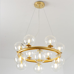 Moderne en métal doré bague bulle en <span class=keywords><strong>verre</strong></span> clair <span class=keywords><strong>suspension</strong></span> lumineuse décorative - Product Image 2