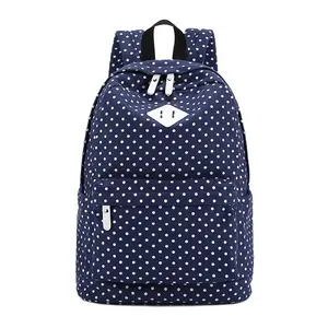 Leichte Casual Daypack Rucksack College Bookbag Leinwand Schwarz Schult aschen Storm Polka Dot für Mädchen Studenten Wasserdicht 15L