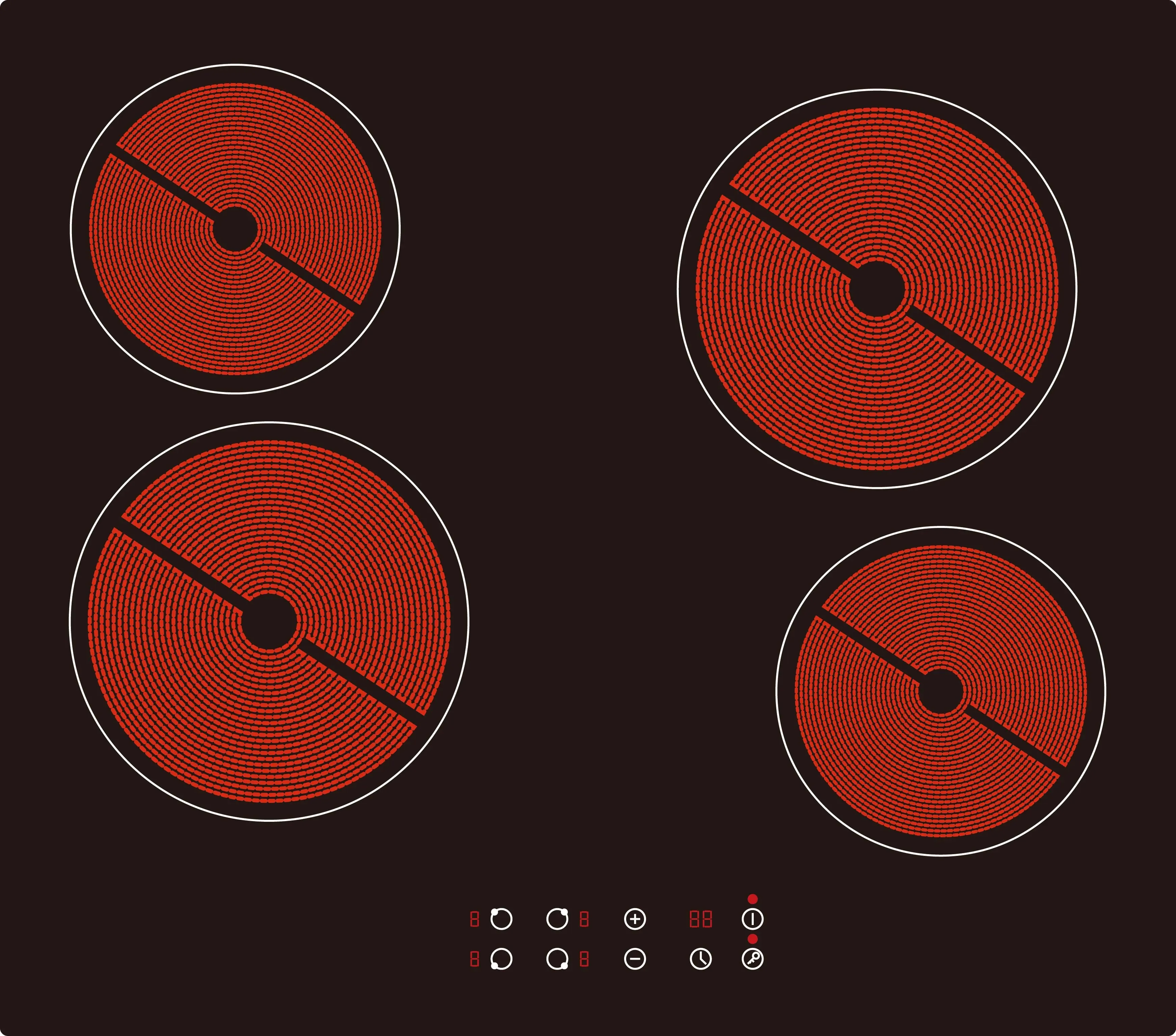 Placa de cerámica eléctrica de 4 quemadores con control táctil sensible incorporado para cocina casera