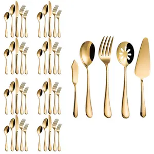 Custom colored titanium cutlery gold utensil 45pcs flatware set for wedding party gift box