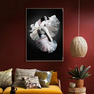 Portrait d'art Noir Et Blanc Fille Danse Peinture Nue Célèbre sexy Filles 3d Mur Photo