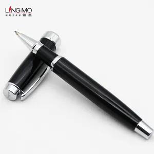 Lingmo 经典黑色豪华金属滚筒笔与定制 OEM 标志