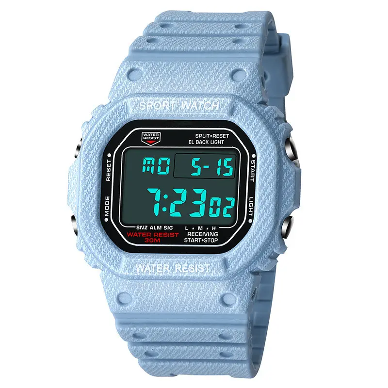 Stylish New style Led Analog Denim Strap Digital Watch Wholesale Luminous Waterproof Men Wrist Watch Silicone Couple Watch