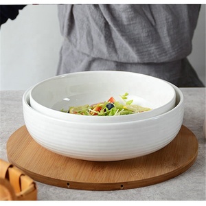 Hotel vajilla barato blanco <span class=keywords><strong>en</strong></span> forma de <span class=keywords><strong>ronda</strong></span> de ensalada mezcla tazón de porcelana - Product Image 1