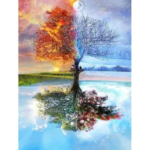 5d bricolage diamant peinture Kit personnalisé plein Ab perceuse en gros quatre saisons arbres paysage peinture décor à la maison