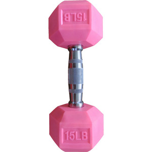 Haltères hexagonaux en caoutchouc rose sans odeur, nouveau design - Product Image 6