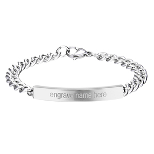 <span class=keywords><strong>Bracciale</strong></span> Personalizzato a Barra in Acciaio Inossidabile Color <span class=keywords><strong>Argento</strong></span> Inciso su Misura per <span class=keywords><strong>Uomo</strong></span> e Donna - Product Image 4