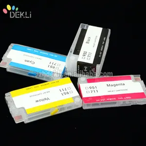 Cartuchos t711 para hp t 120 hp t 520, cartucho de tinta recarregável com chip de nível de tinta mostrar permanente