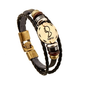 Nueva llegada de tejida pulsera de cuero genuino para hombres - Product Image 1