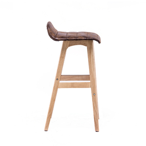 Brown cuero de la PU de patas de madera taburete de <span class=keywords><strong>bar</strong></span>, <span class=keywords><strong>Bar</strong></span> muebles, mobiliario comercial - Product Image 3